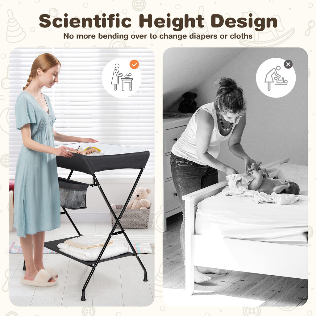 Portable Baby Changing Table with Safety Belt Black L8378