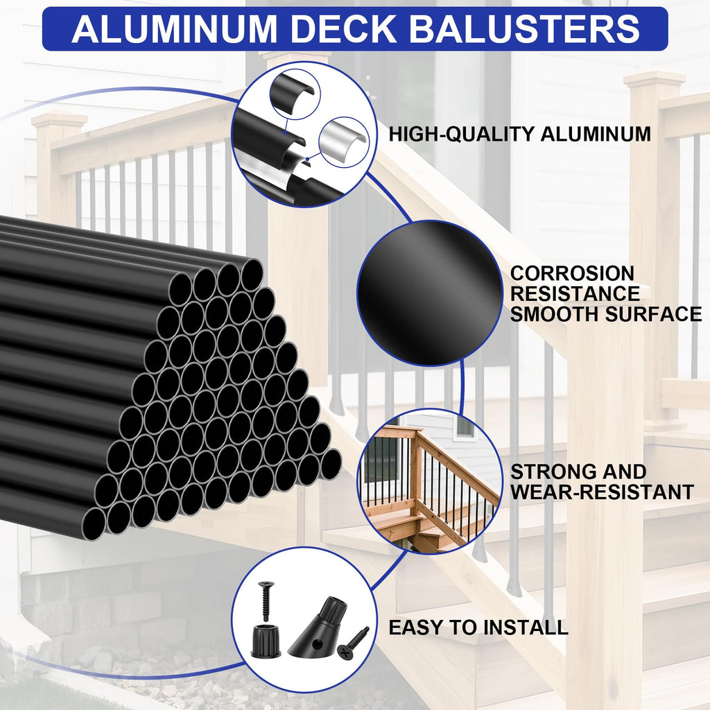 26" Black Aluminum Deck Balusters 120 Pack Q728706