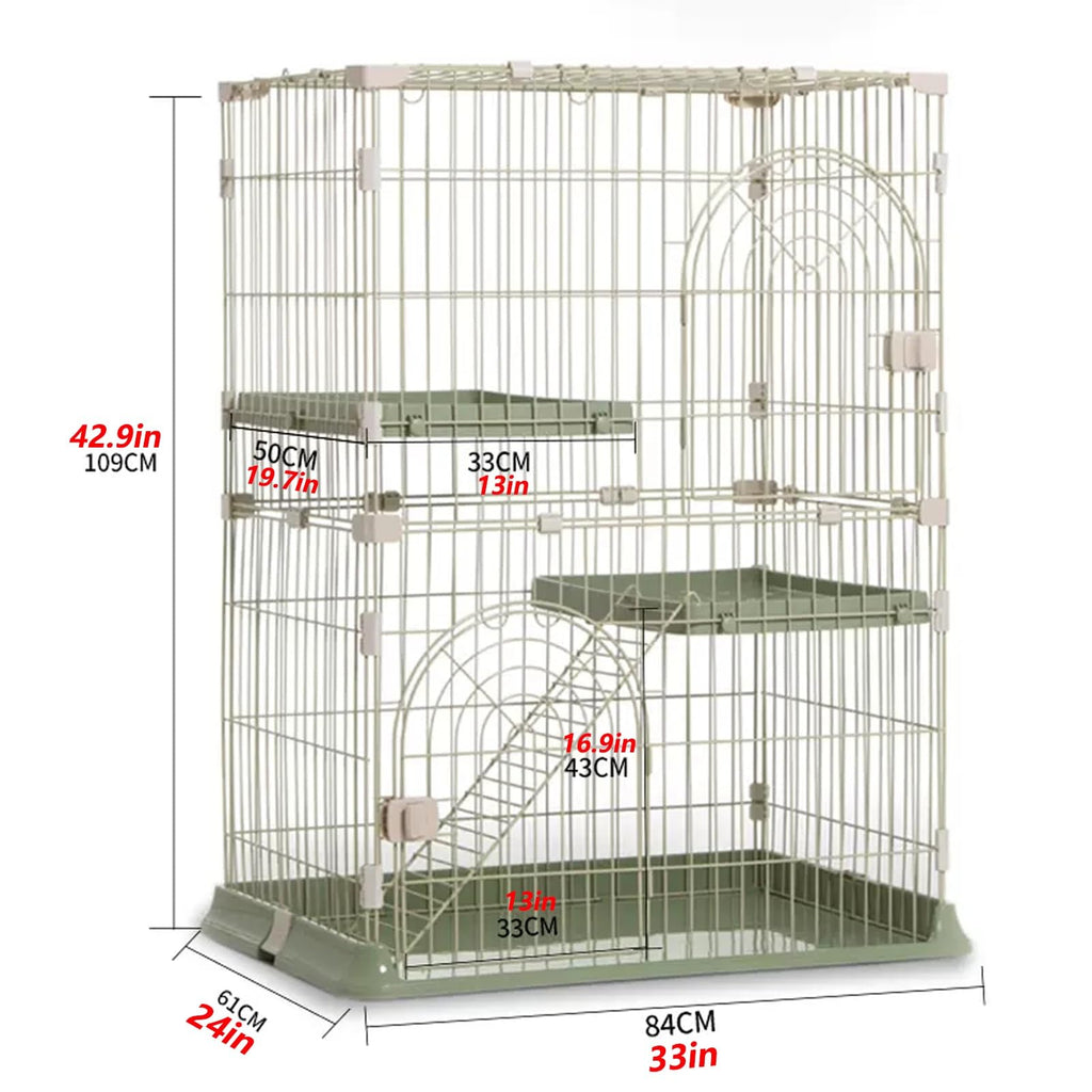 3/4-Tier Wire Cat Cage Playpen Kennel with Hammock and 3 Platforms Y651