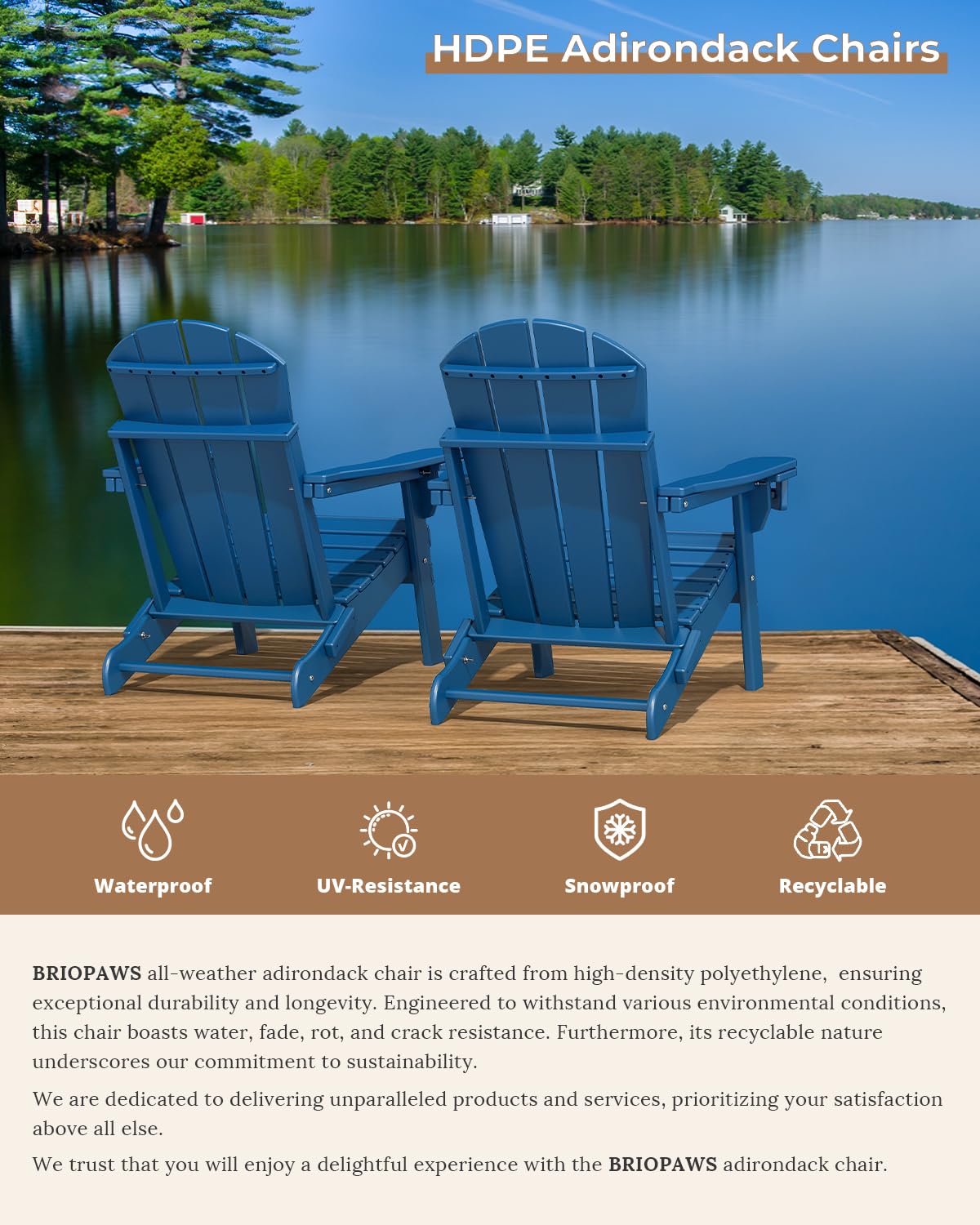 Folding Adirondack Chairs Set of 2 Blue HDPE U425