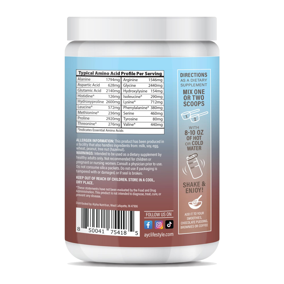 Chocolate Hydrolyzed Type 1&3 Collagen Peptides Powder A945