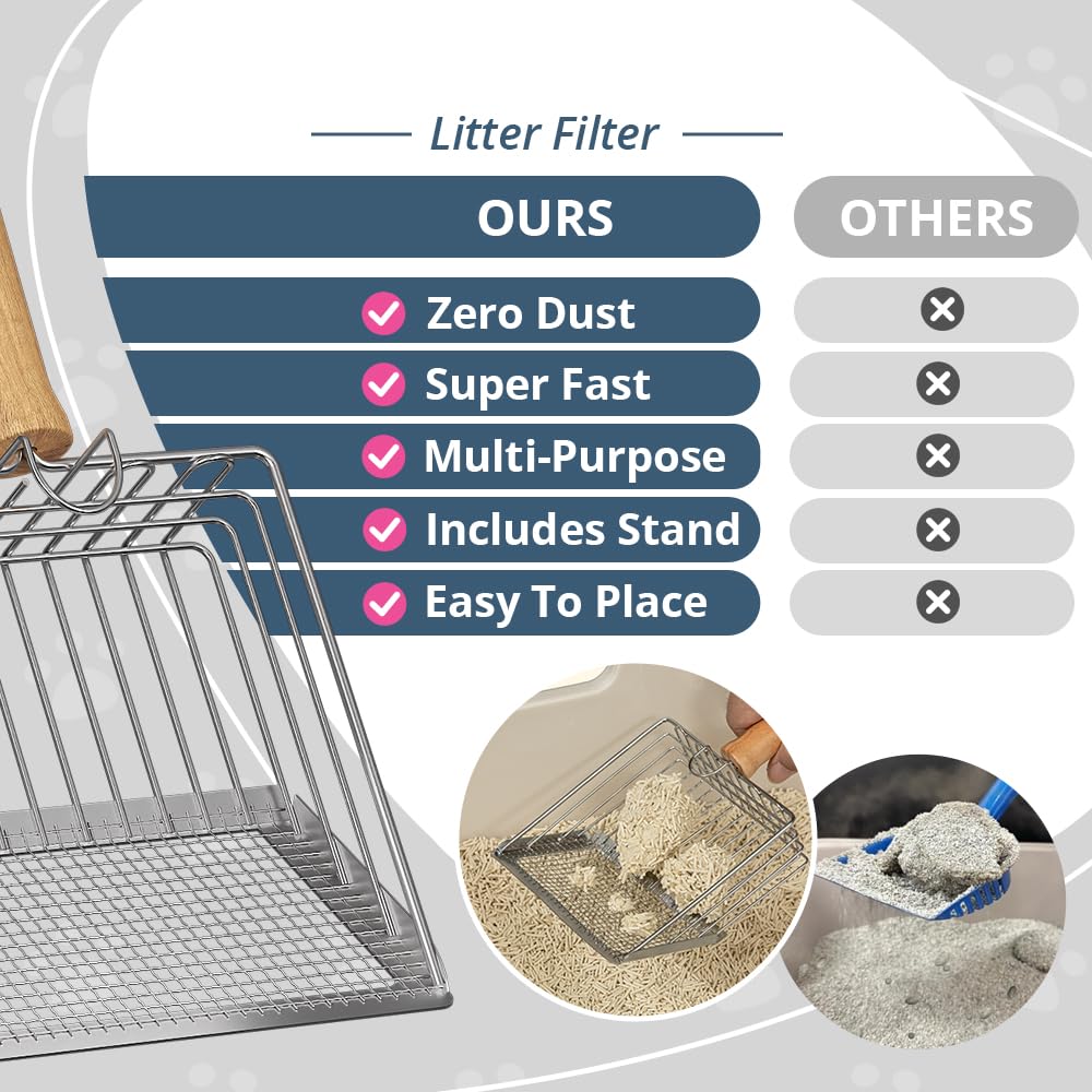 Metal Litter Scoop with Beech Wood Grip Q410
