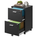2 Drawer Wood File Cabinet with Lock, Black O894