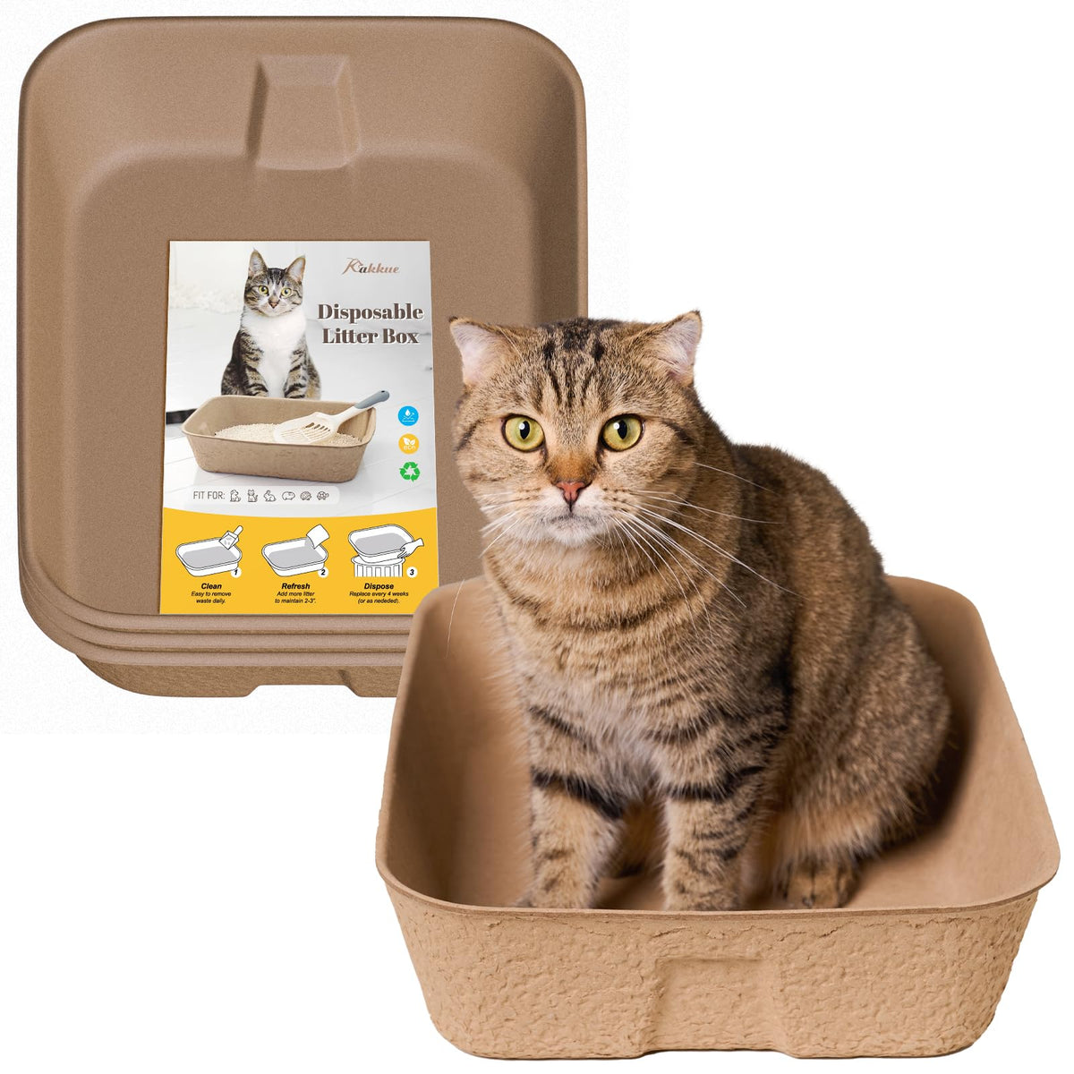 4 Pack Disposable Cardboard Cat Litter Boxes V79136