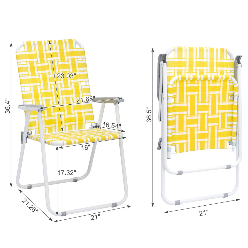 Folding Webbed Camping Chair Set of 2 Yellow L513391