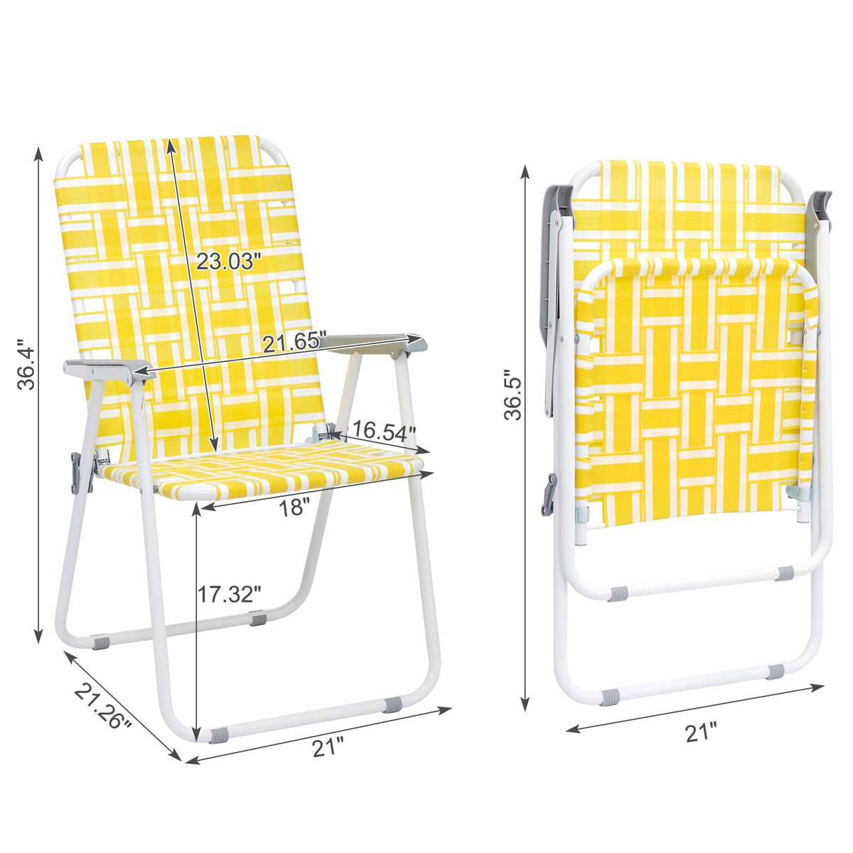 Folding Webbed Camping Chair Set of 2 Yellow L513391