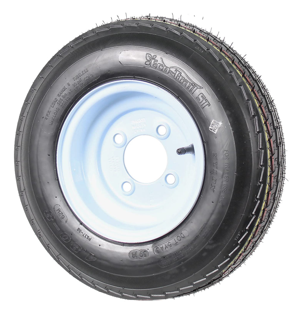 2-Pack Trailer Tire Rim Assembly 4.80-8 4 Lug White T780