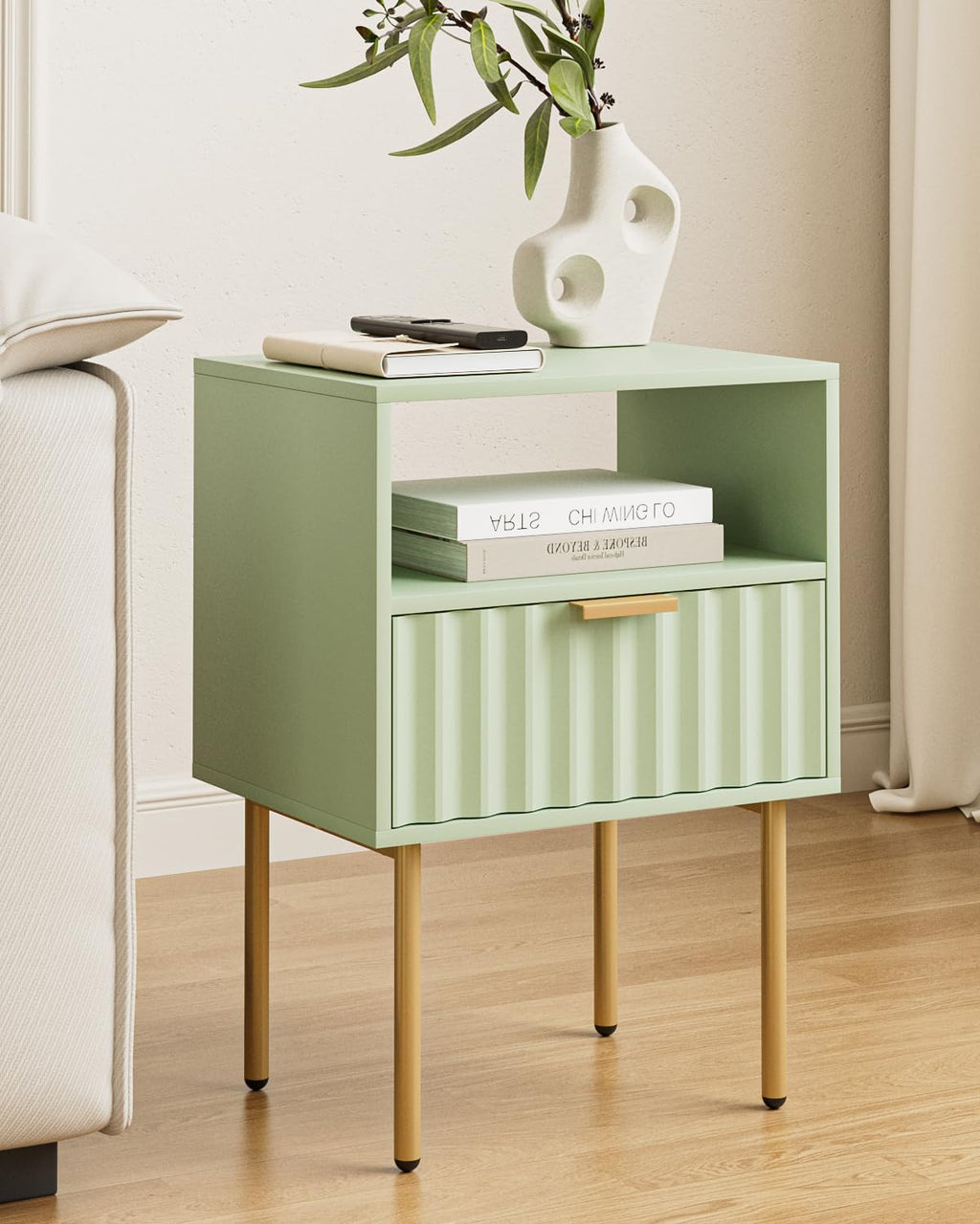 Green Night Stand with Drawer and Shelf C511739