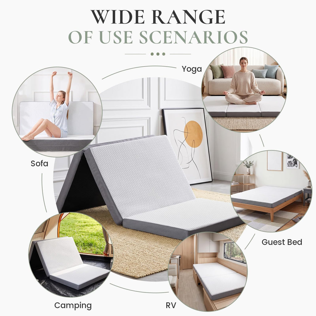 Twin Trifold Memory Foam Mattress with Washable Cover N827730