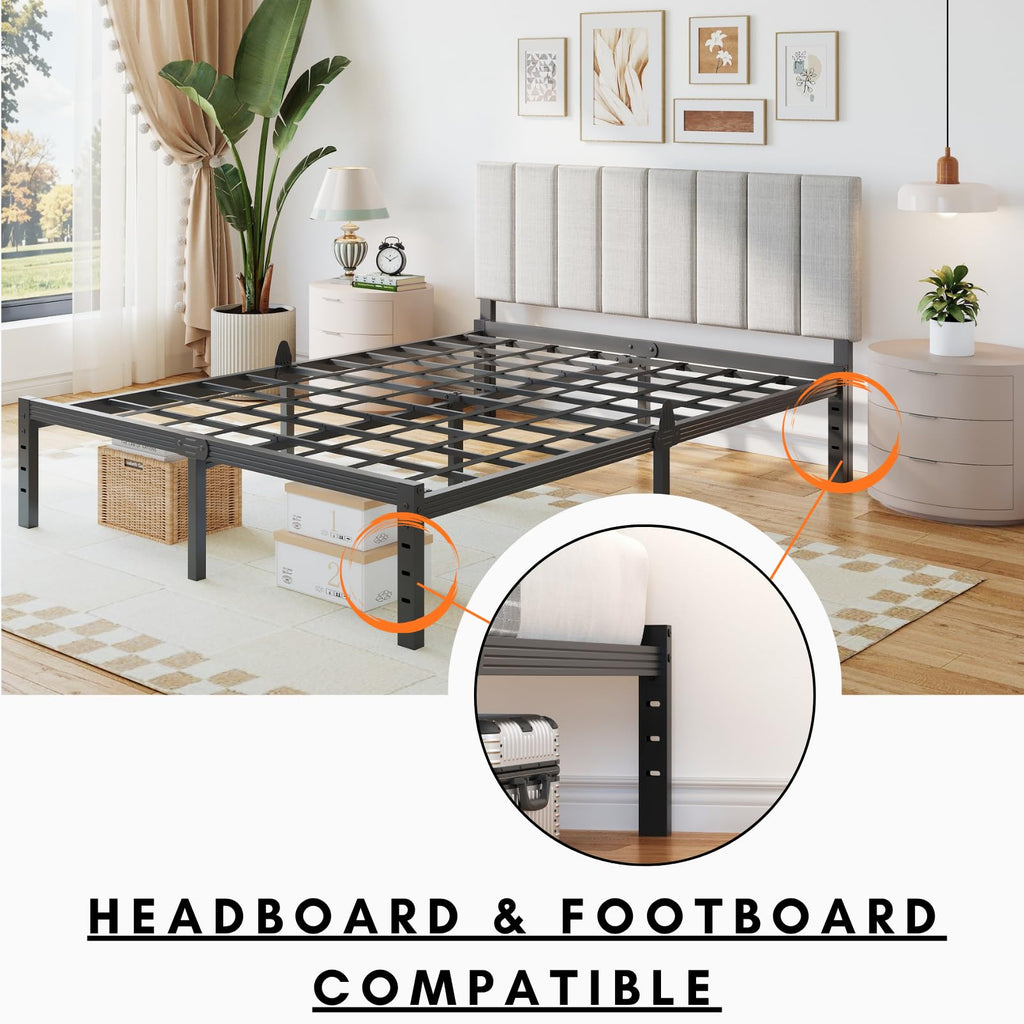 14 Inch Metal Platform Full Bed Frame with Storage R7509