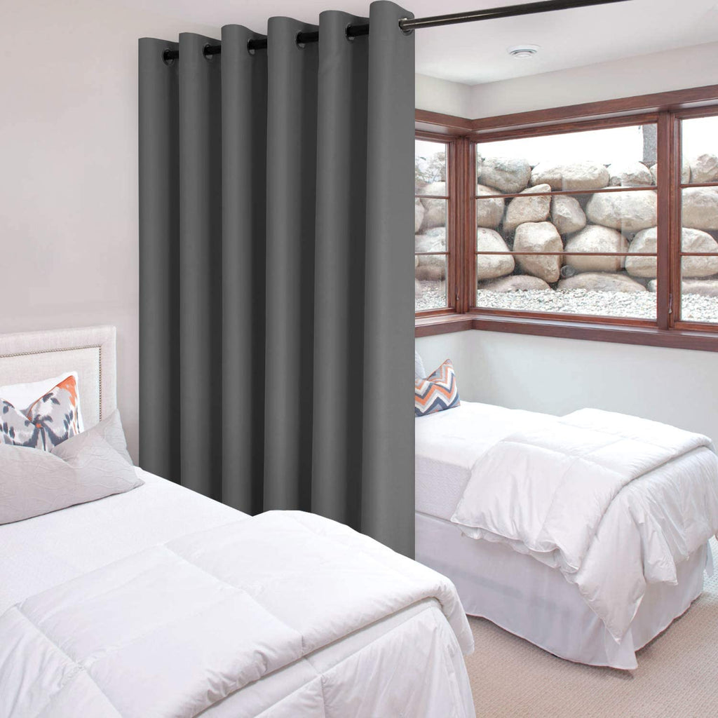 Dark Grey Thermal Blackout Room Divider Curtain Panel T921749