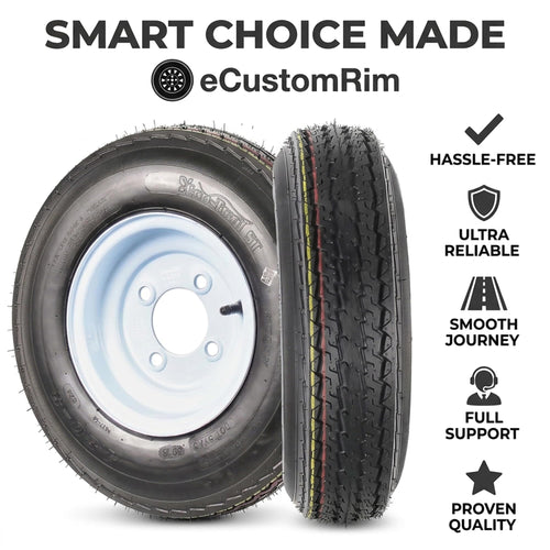2-Pack Trailer Tire Rim Assembly 4.80-8 4 Lug White T780