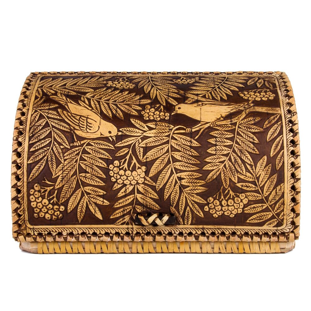 Birds Pattern Birch Bark Bread Box T67125