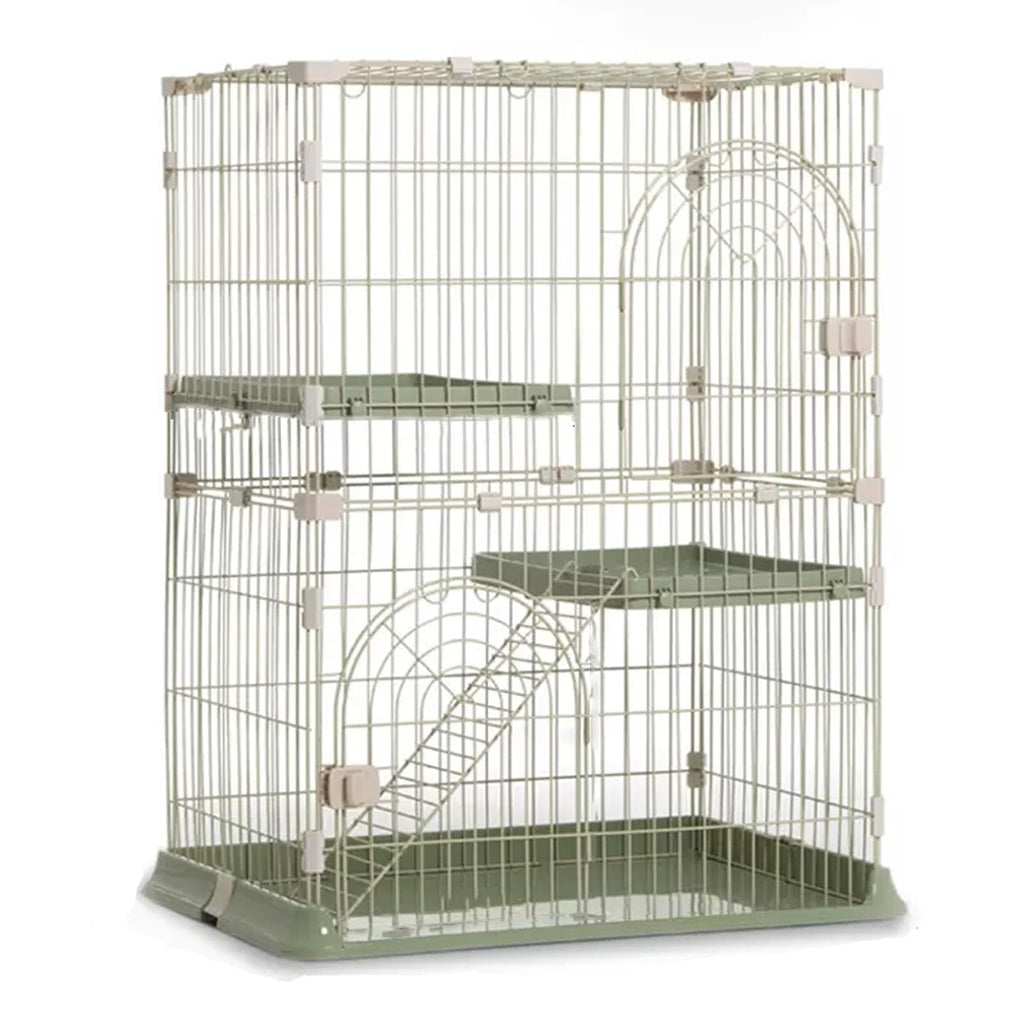 3/4-Tier Wire Cat Cage Playpen Kennel with Hammock and 3 Platforms Y651