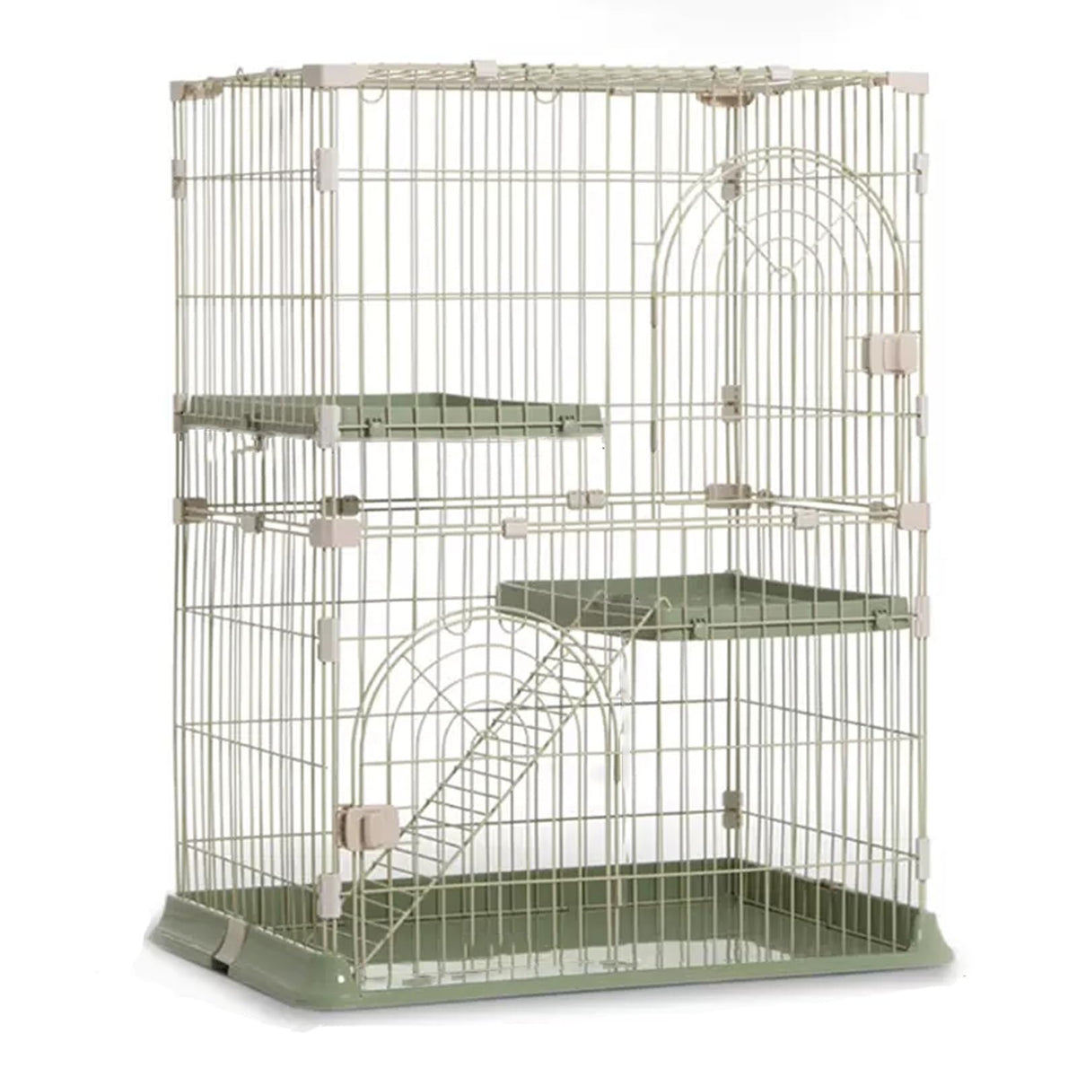 3/4-Tier Wire Cat Cage Playpen Kennel with Hammock and 3 Platforms Y651