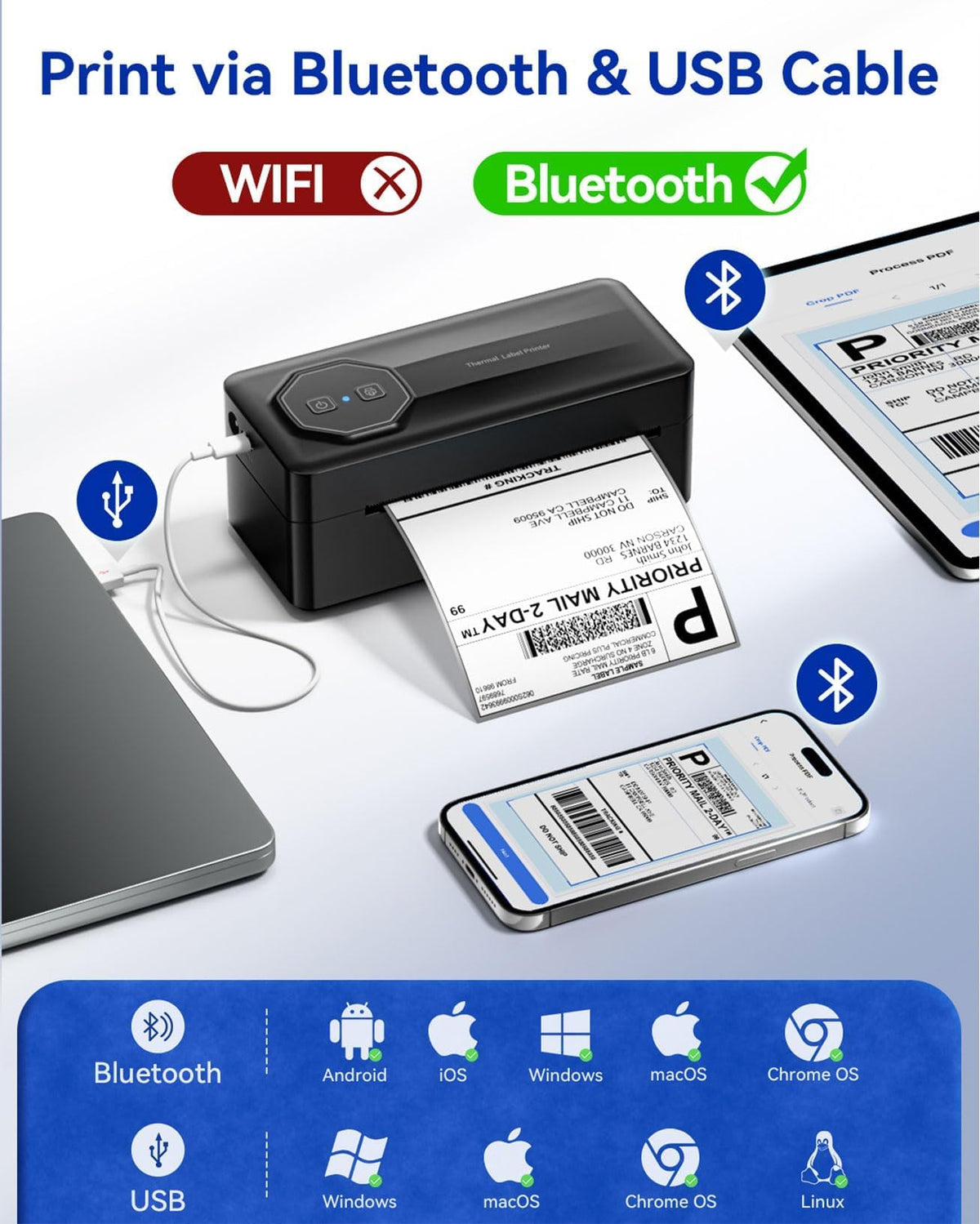 Bluetooth Thermal 4x6 Label Printer K232559