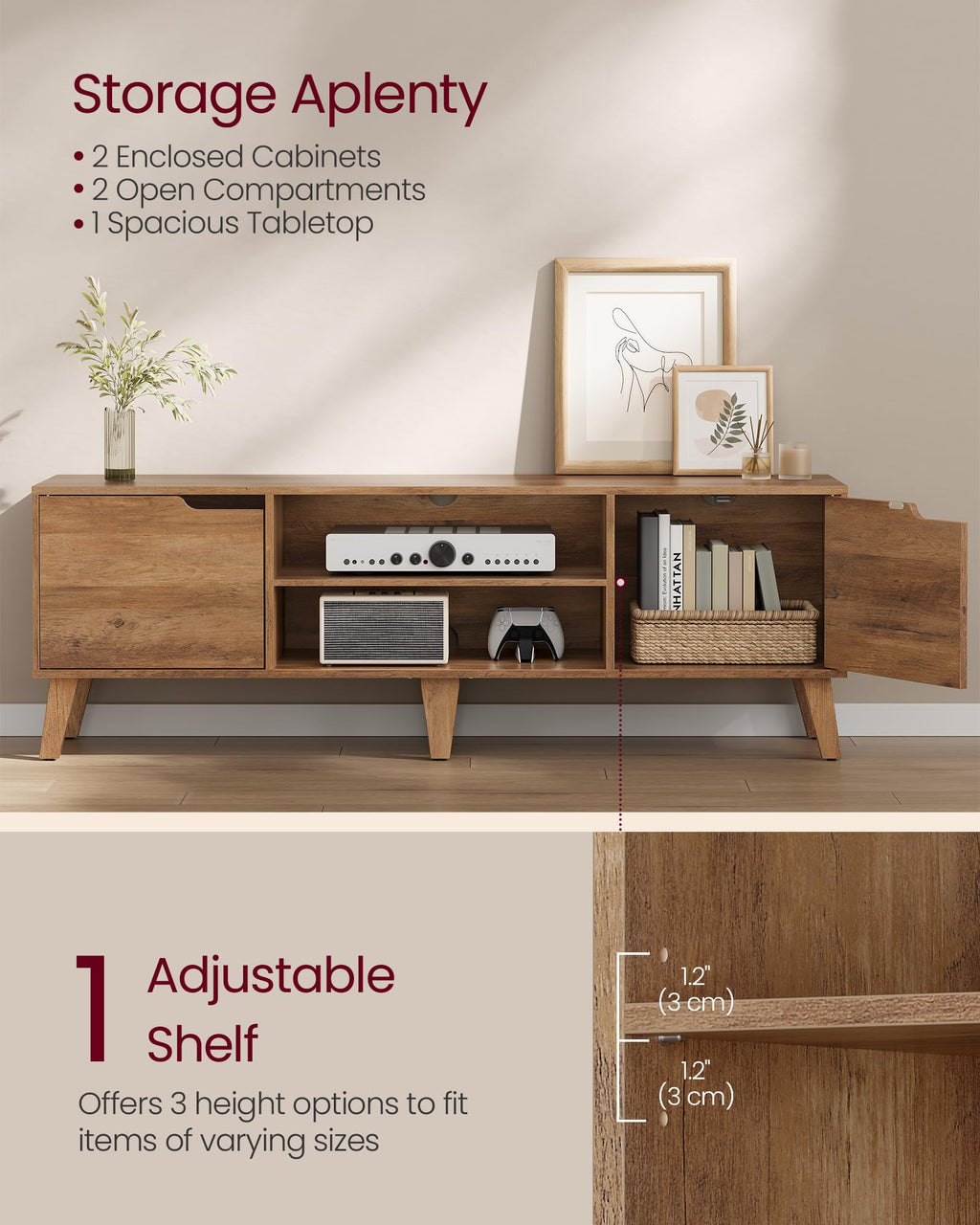 TV Stand with Adjustable Shelf D2015