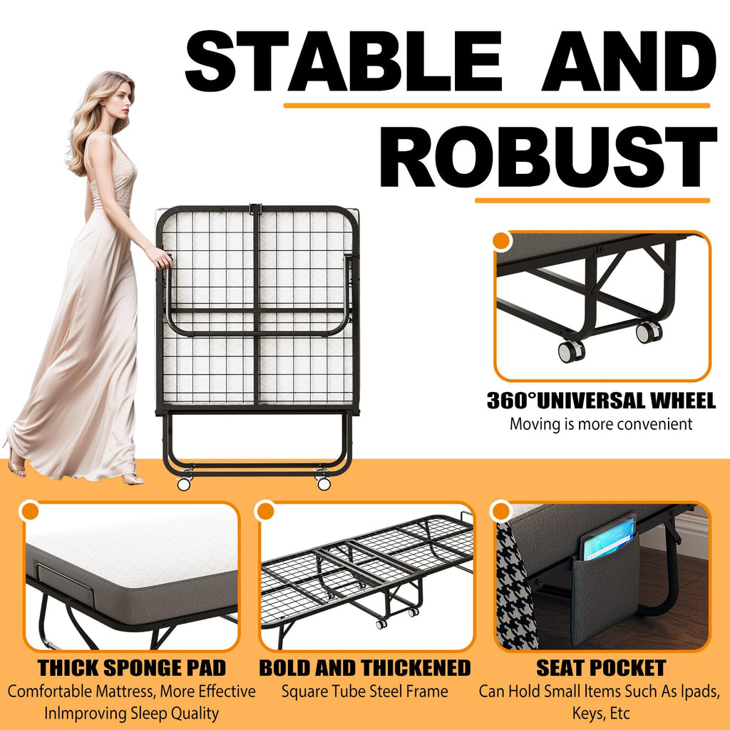 Folding Bed with Memory Foam Mattress U962