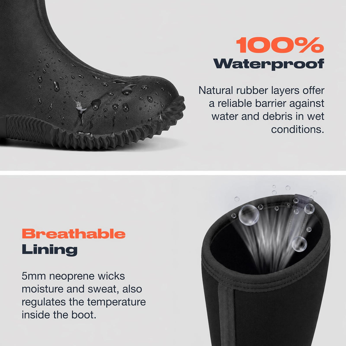 Women's Waterproof Insulated Neoprene Rubber Rain Boots Q3822