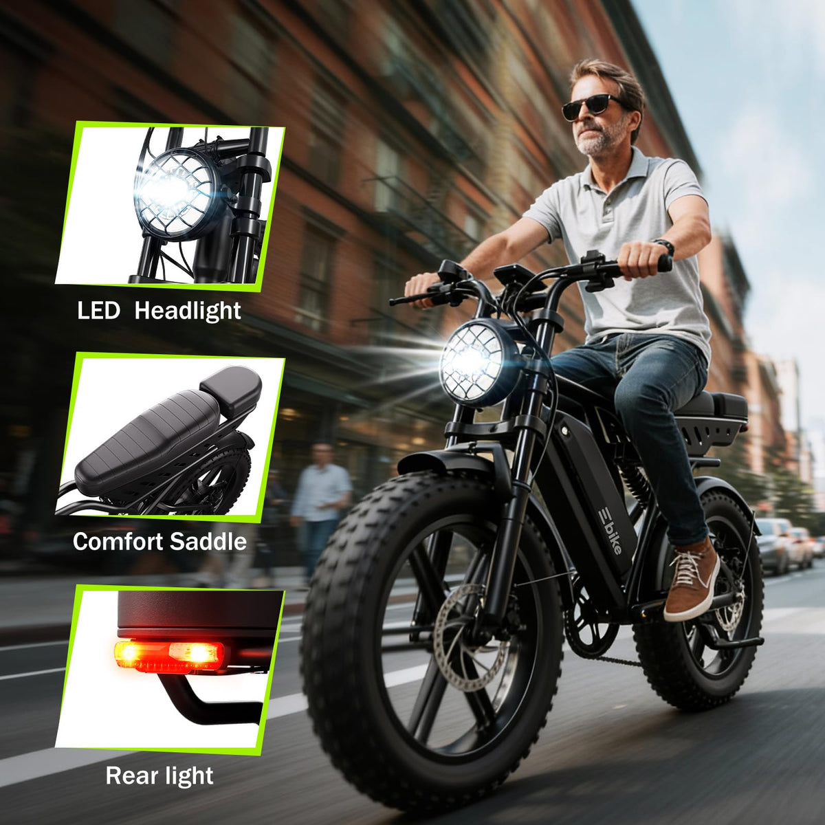 Electric Bike 48V 15Ah Battery 1500W Peak Motor 20 * 4.0 Fat Tire U31144