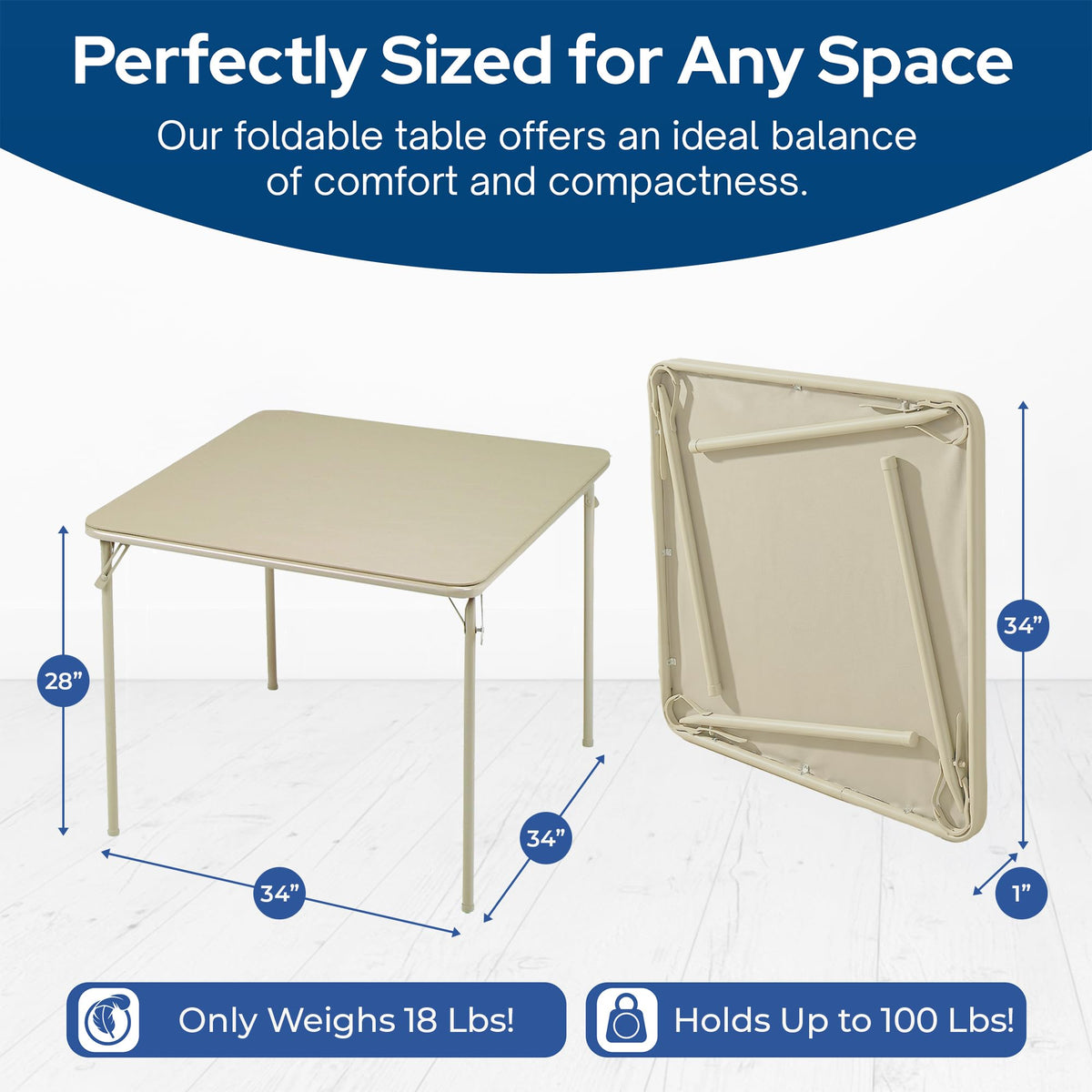 Buff Tan Square Folding Card Table O154867
