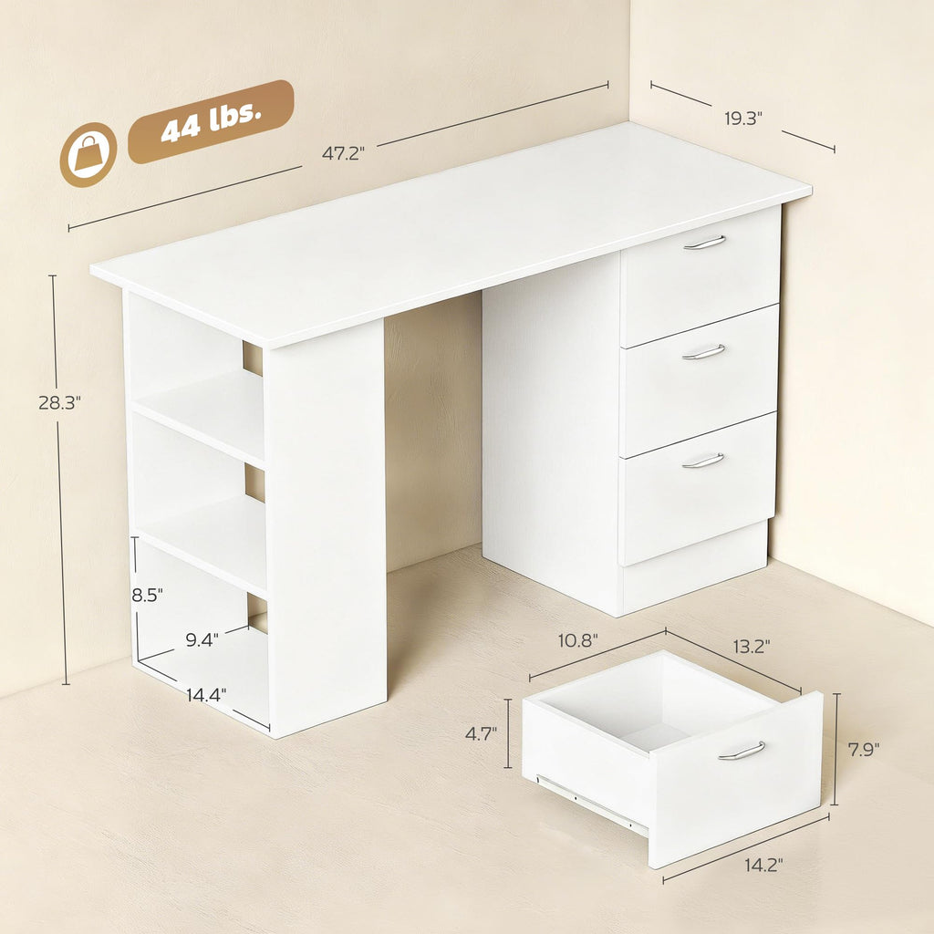 White Computer Desk with Drawers X33735