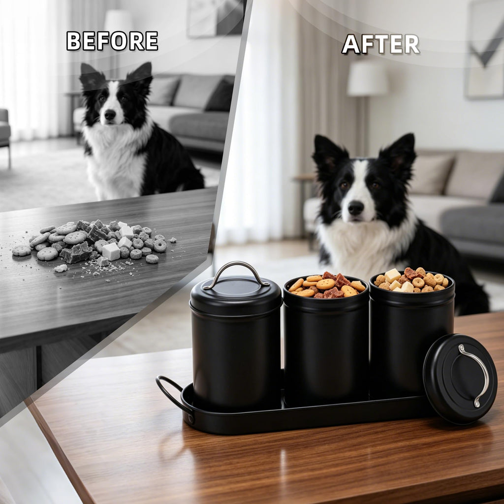Airtight Dog Treat Container Set with Lid and Tray T14245