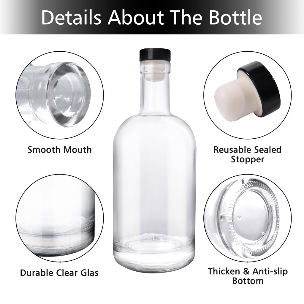 4 Pack 25oz Clear Glass Bottles with Cork Lids W34551