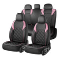 Black Pink Faux Leather Car Seat Covers Full Set N22137