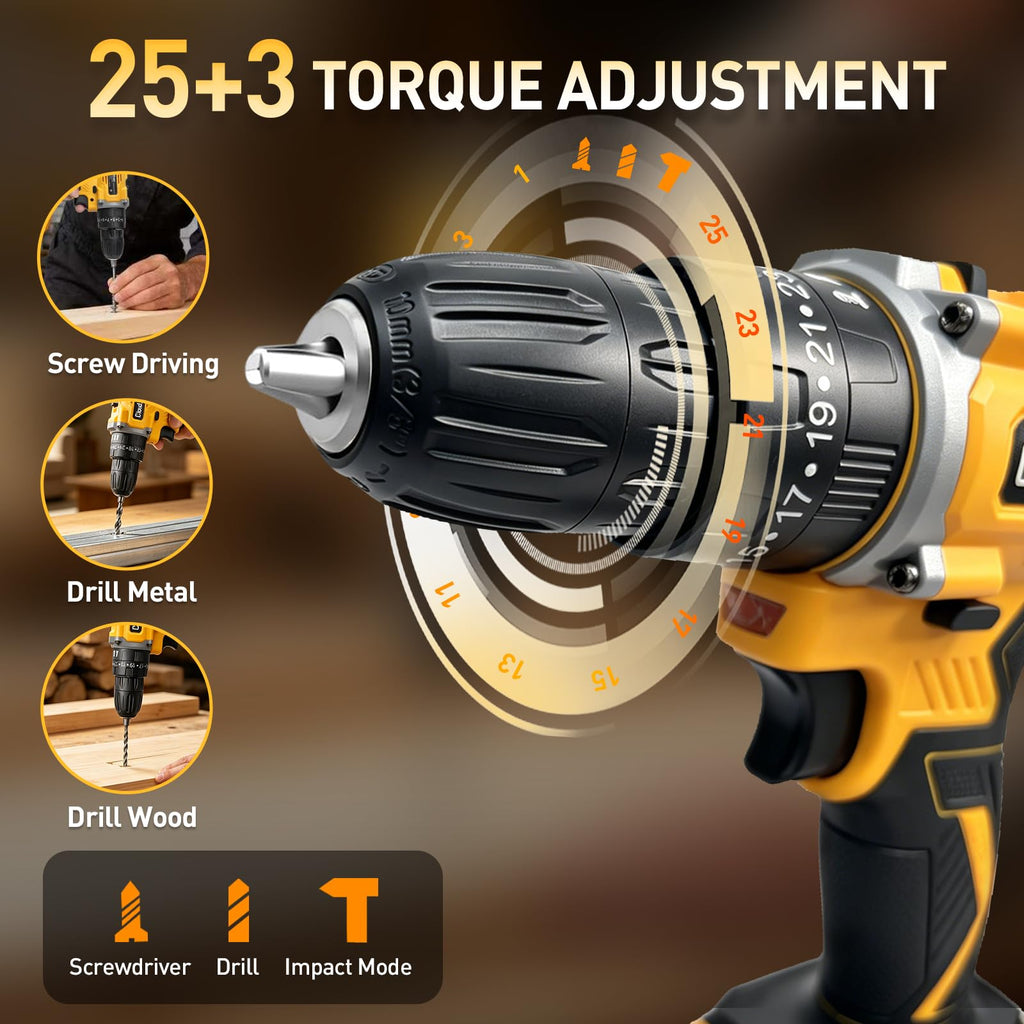 21V Cordless Drill Set with 2 Batteries and Charger D971