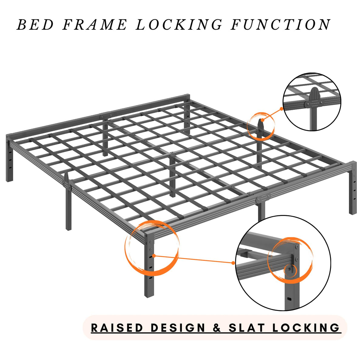 14 Inch Metal Platform Full Bed Frame with Storage R7509