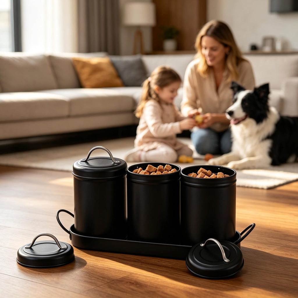 Airtight Dog Treat Container Set with Lid and Tray T14245