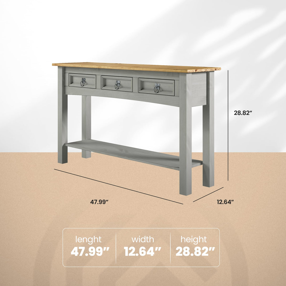 Solid Wood Console Table with 3 Drawers G698023