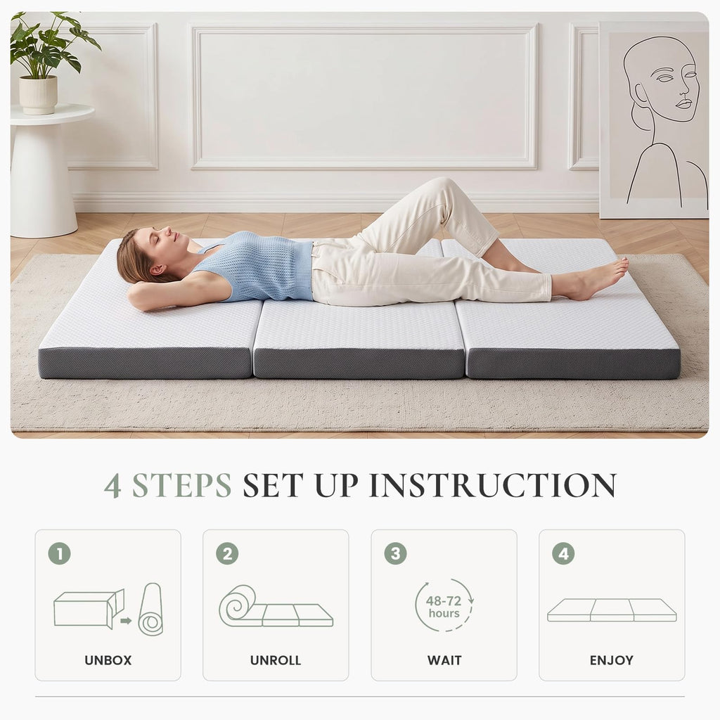 Twin Trifold Memory Foam Mattress with Washable Cover N827730