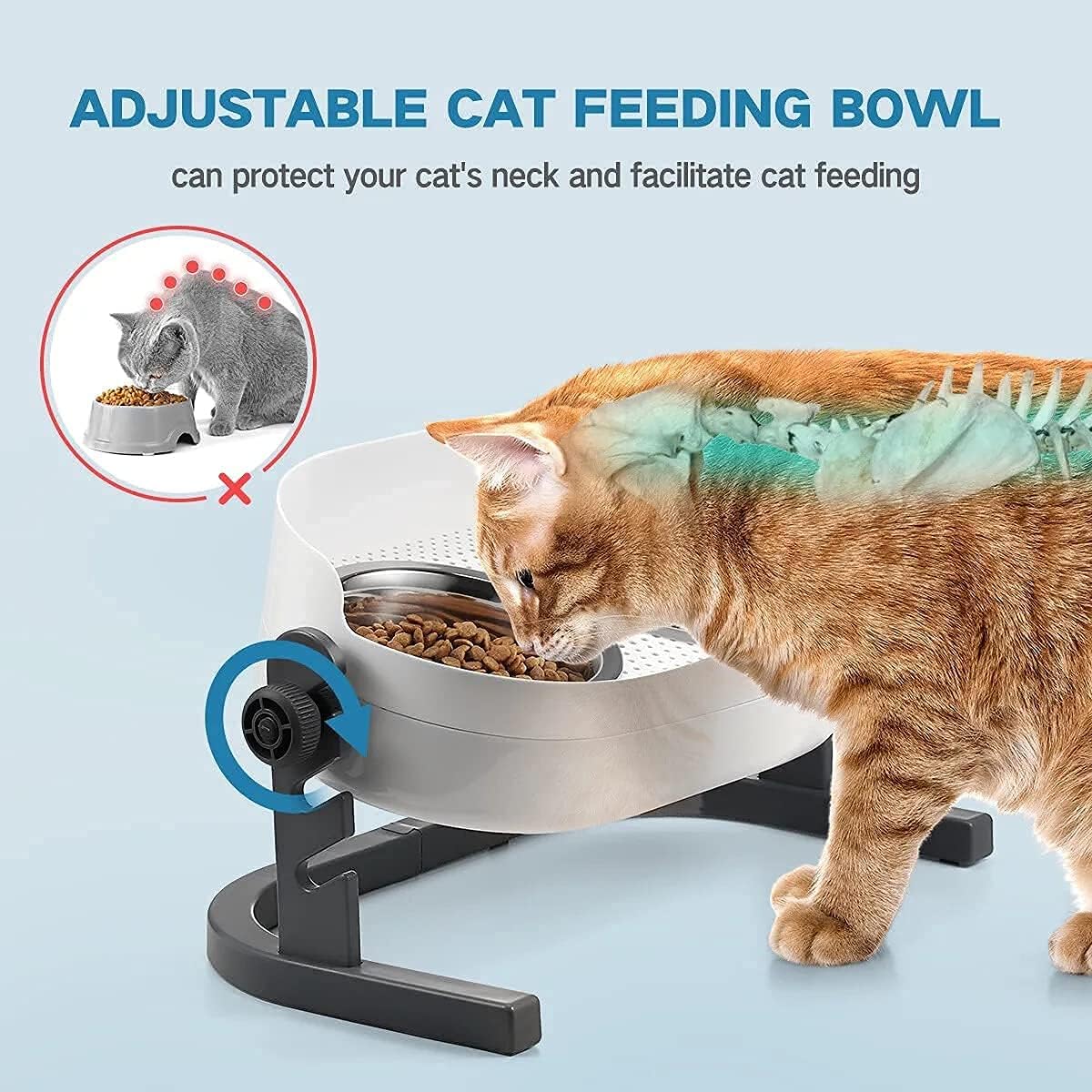 Height Adjustable Stainless Steel Cat Dog Bowls T32066
