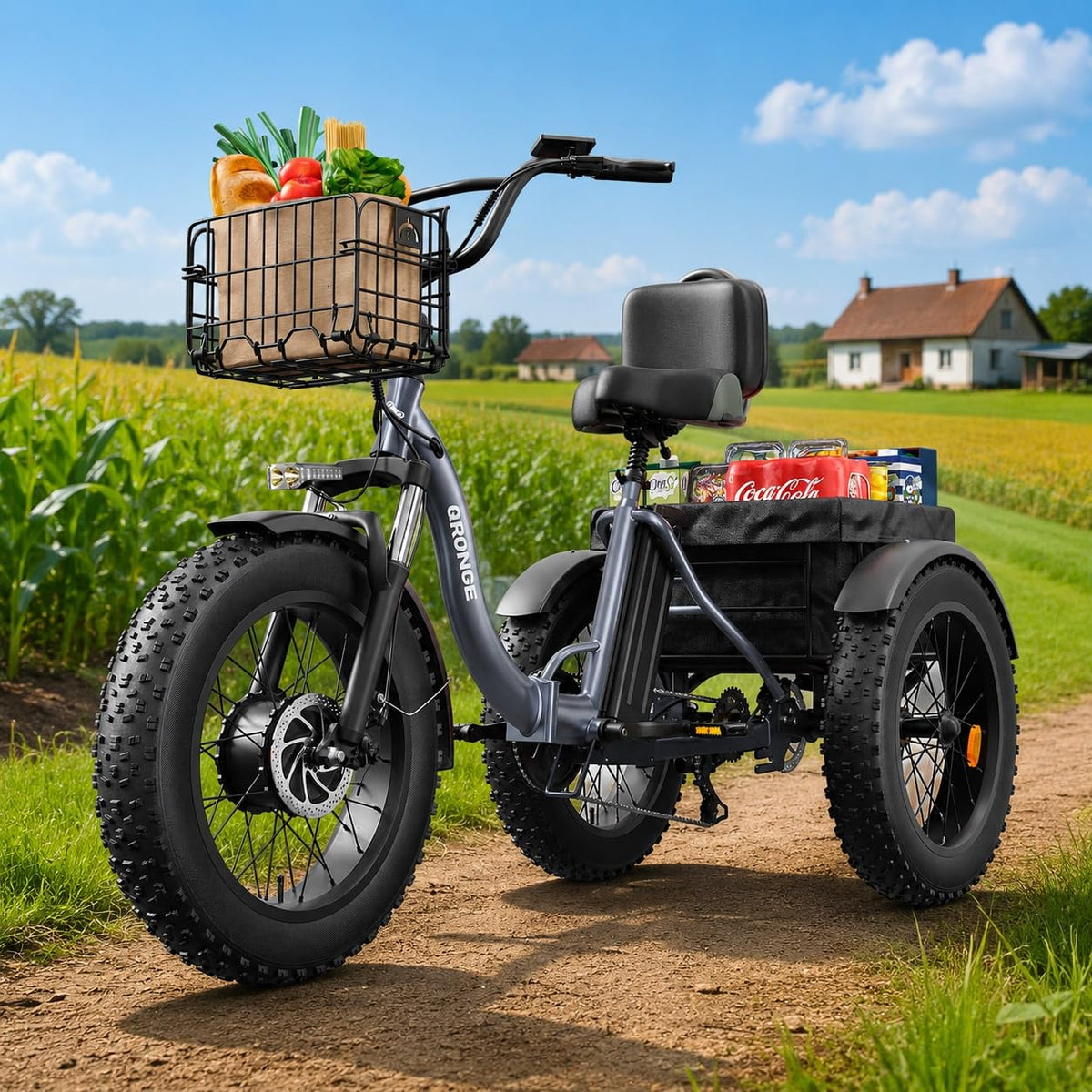 Electric Tricycle for Adults 1200W 36V 20AH Fat Tire Folding H620