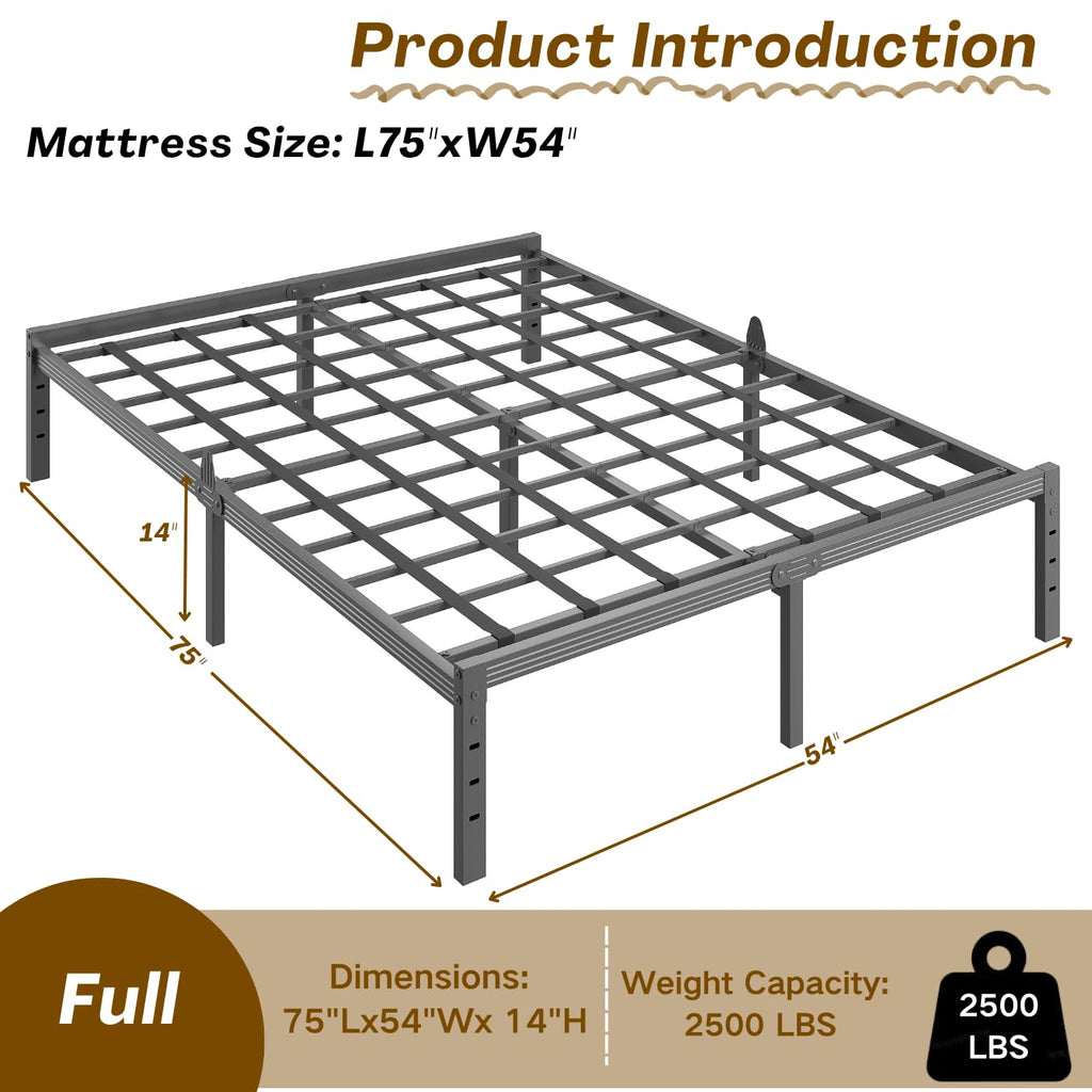 14 Inch Metal Platform Full Bed Frame with Storage R7509