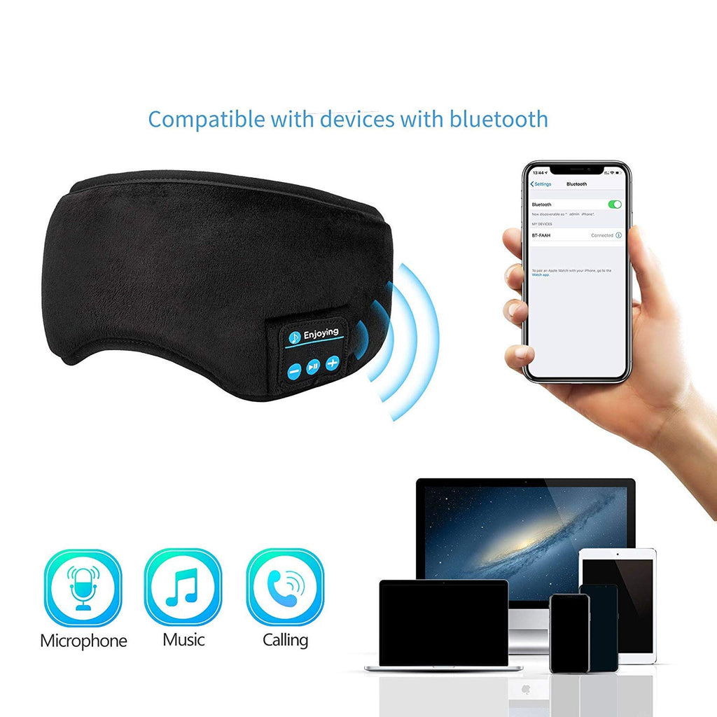 Bluetooth Sleep Headphones Eye Mask with Built-in Speakers Microphone V3899