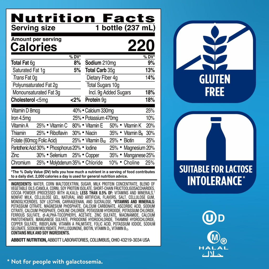 Milk Chocolate Nutrition Shake With Fiber, 24 Pack E802