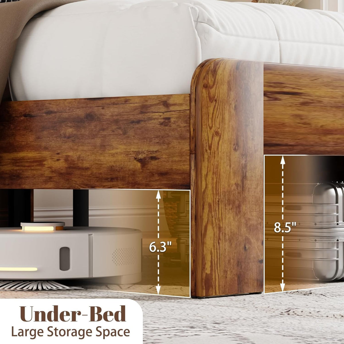 Queen Bed Frame with Storage Headboard and Charging Station Q92187