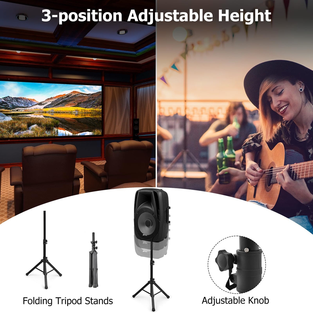 Portable 15" 1500W 2-Way Bluetooth PA Speaker System Set with Stand D842087