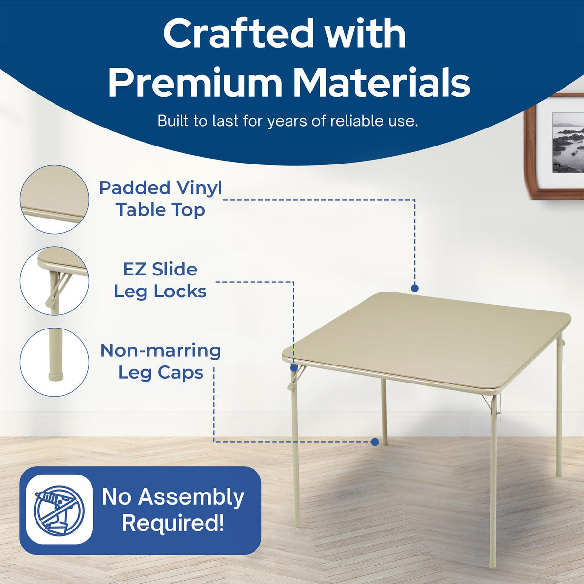 Buff Tan Square Folding Card Table O154867