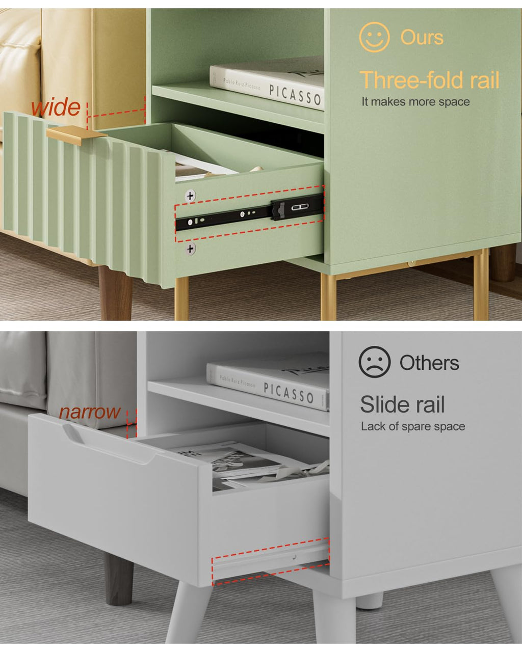 Green Night Stand with Drawer and Shelf C511739