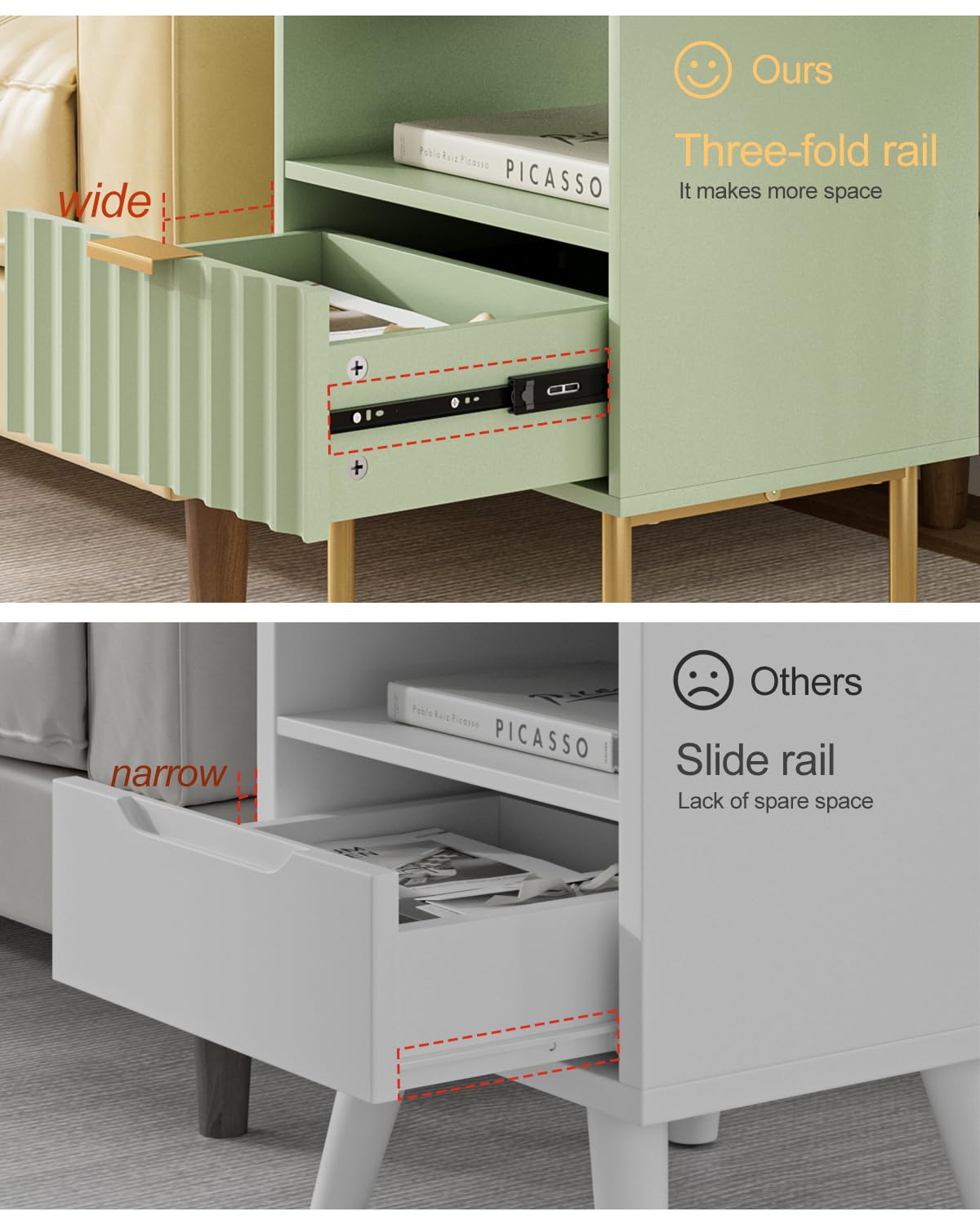Green Night Stand with Drawer and Shelf C511739