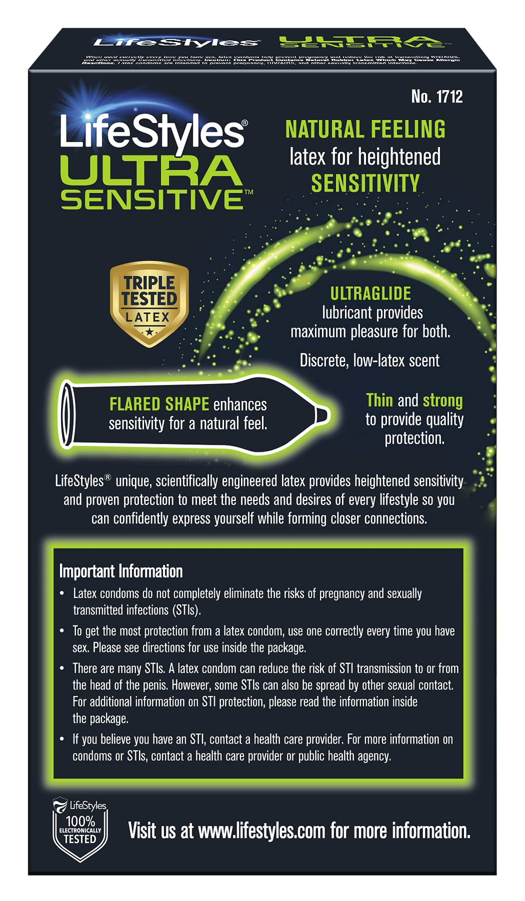 Ultra Sensitive Lubricated Latex Condoms, 12 Count P7405