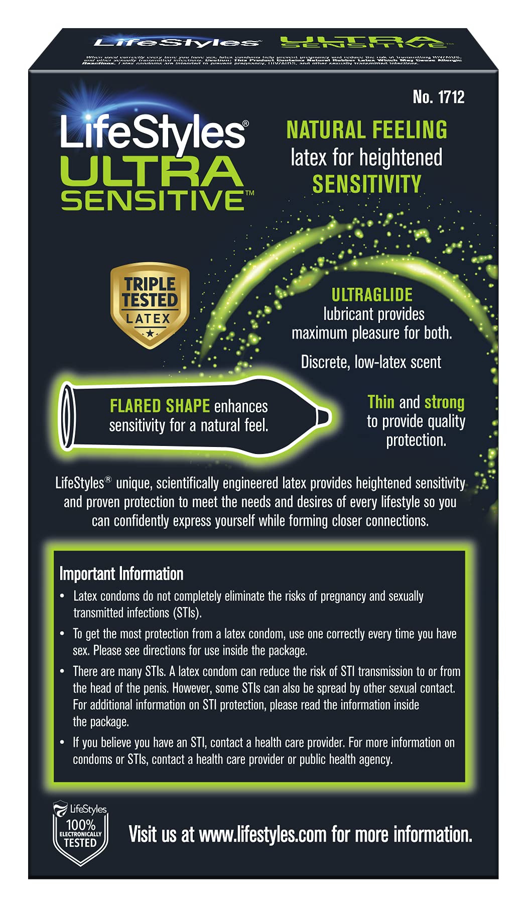 Ultra Sensitive Lubricated Latex Condoms, 12 Count P7405