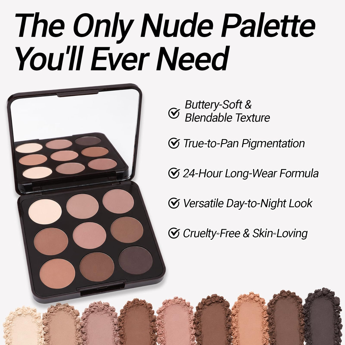Neutral Nude 9 Colors Matte Eyeshadow Palette with Mirror I641897
