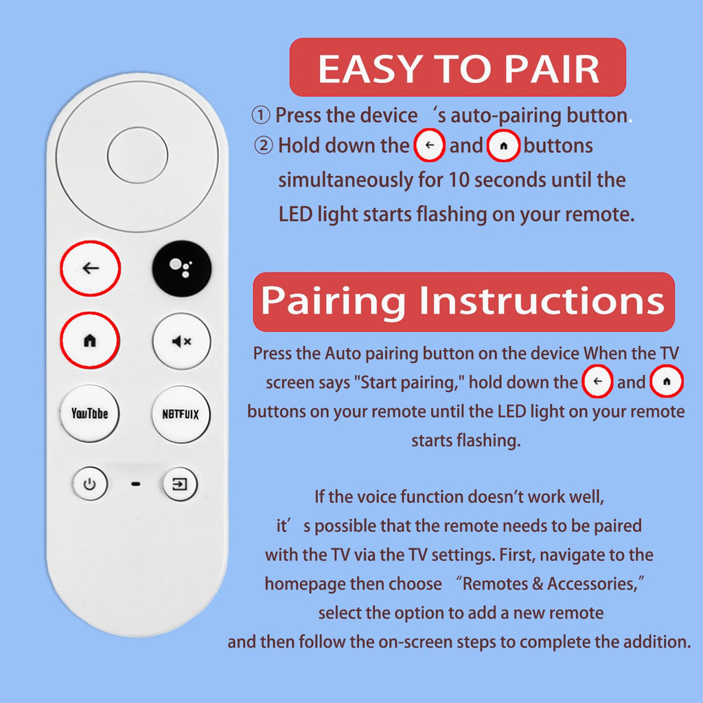 Replacement Voice Remote Control Compatible with Google Chromecast TV B23400