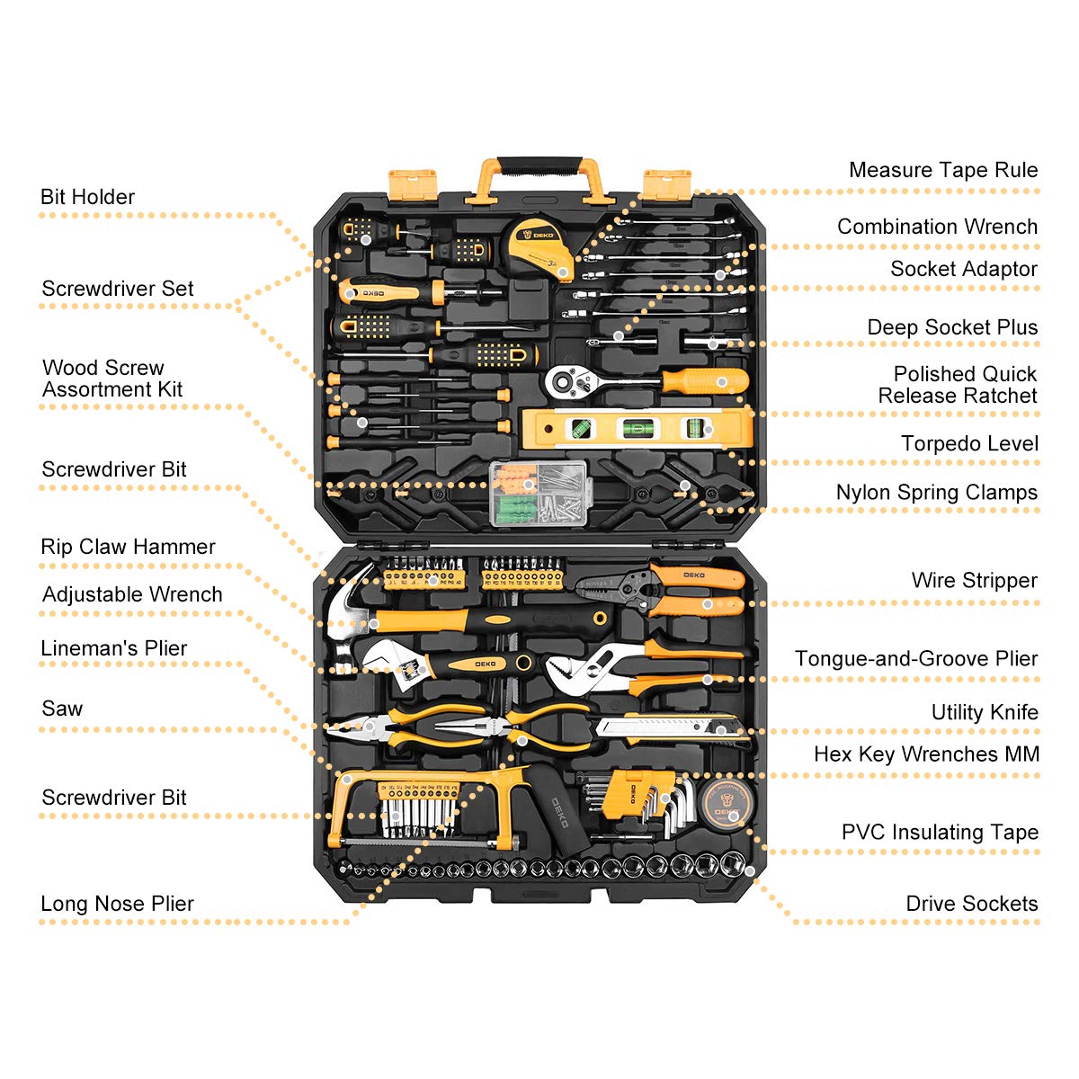 228 Piece Socket Wrench Hand Tool Set with Toolbox M20769