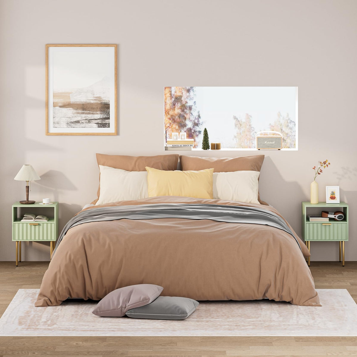 Green Night Stand with Drawer and Shelf C511739